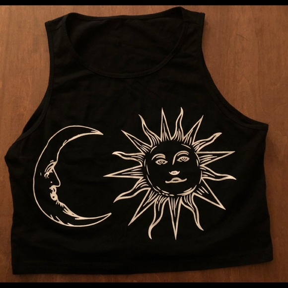 Tops - *SALE* Black Moon and Sun Crop Top
